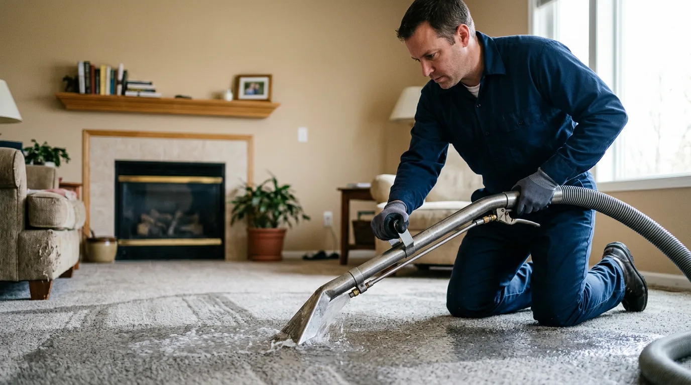 Water damage restoration technician working near Sound Beach, NY
